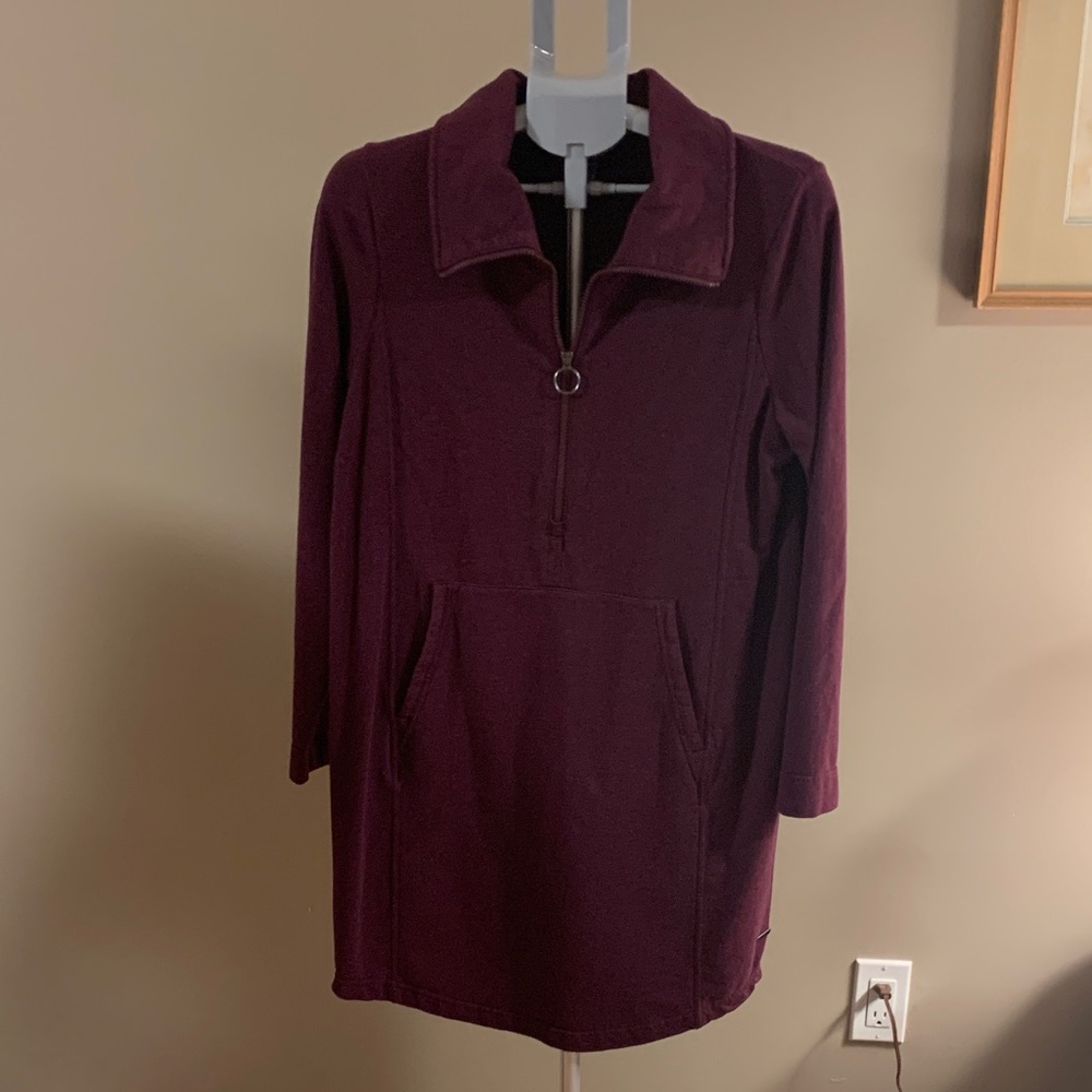 HYBA Burgundy Long-Sleeve Pullover Dress Size Large